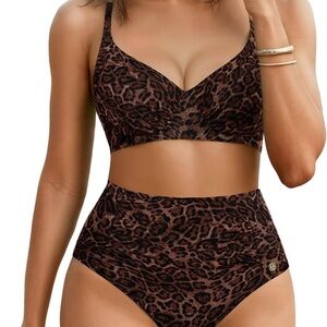 Popilush High Waisted Bikini Sets for Women Tummy Control Two Piece Size M